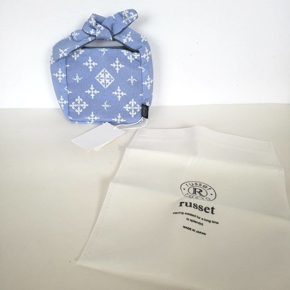 Russet Designer Mini Small Bag Purse Pouch Nylon Blue Monogram New With Dust Bag